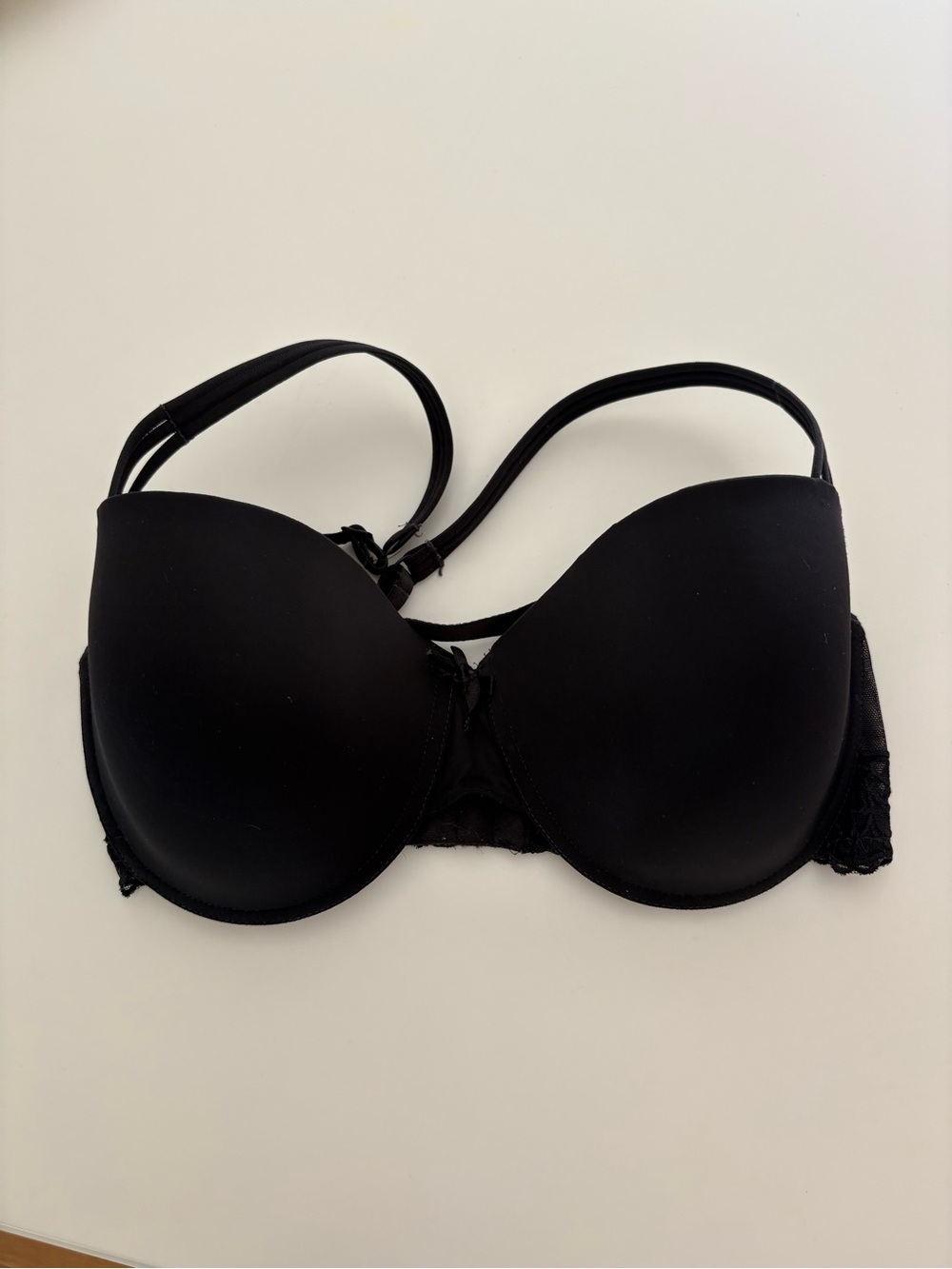 Everyday Smooth Black Padded Underwire Bra with Lace Trim